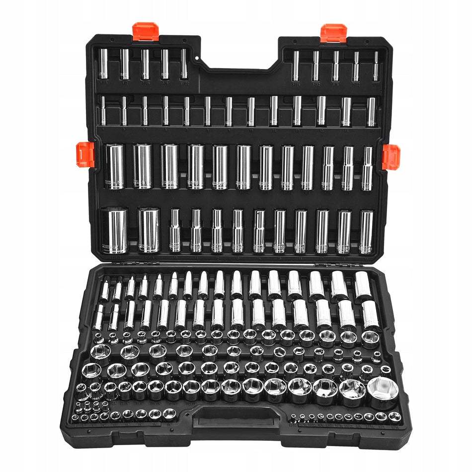 PREMIUM ZESTAW KLUCZY NASADOWYCH VEVOR 163 CZĘŚCI 9.53 6.35 12.7 MM SOLIDNY