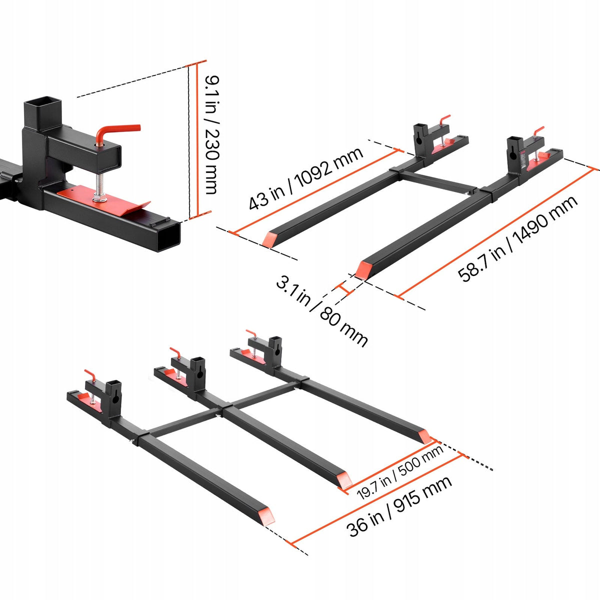 MOCNE WIDŁY PALETOWE VEVOR 907 KG REGULOWANY STABILIZATOR NAJLEPSZE