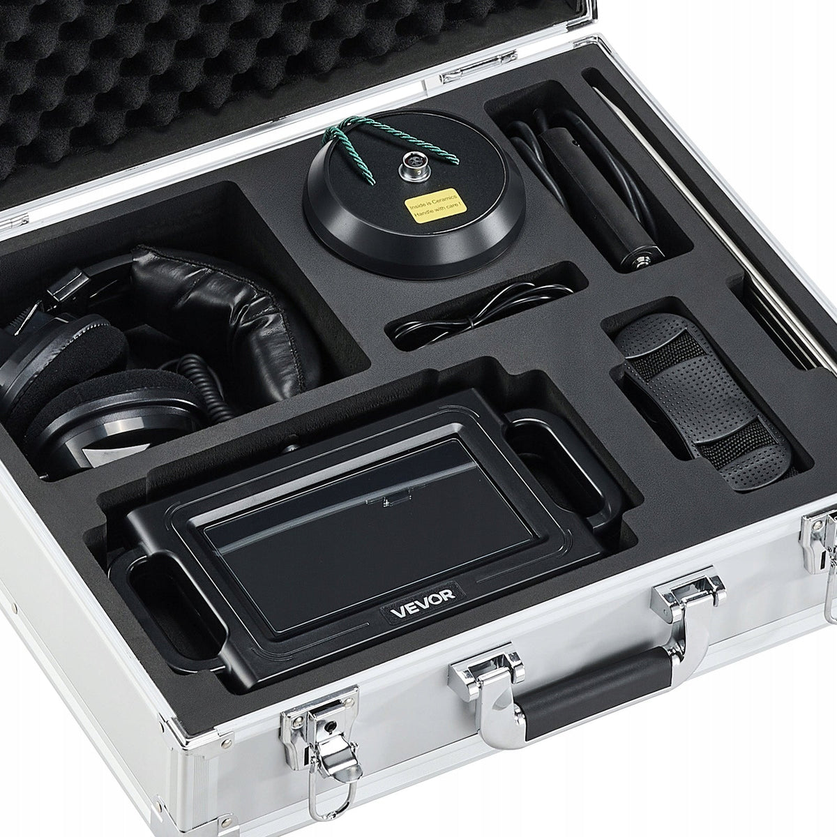 PROFESJONALNY DETEKTOR WYCIEKÓW WODY VEVOR 1HZ-5000HZ 7 CALI LCD 2M