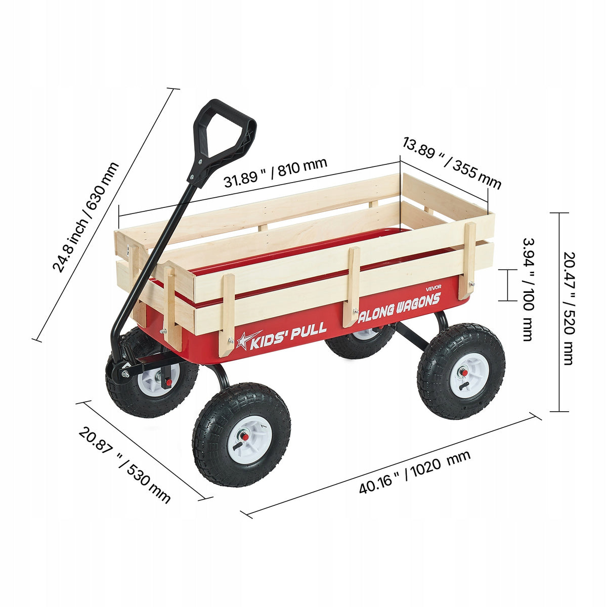 WÓZEK DZIECIĘCY VEVOR 102 CM SOLIDNY TRANSPORTOWY Z UCHWYTEM NA KAŻDY TEREN