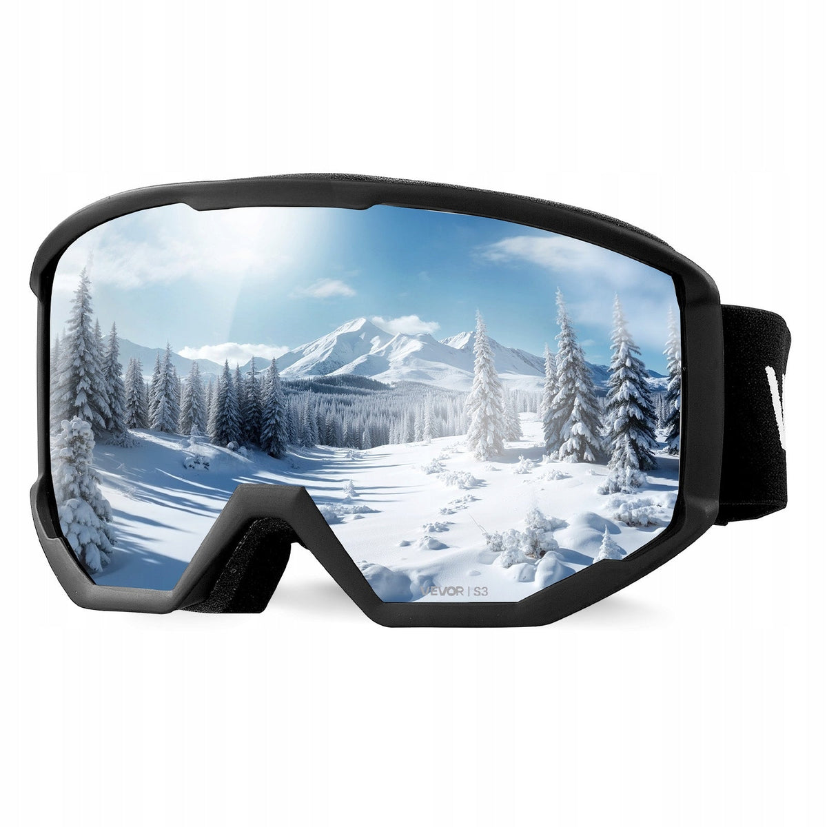 GOGLE NARCIARSKIE VEVOR CYLINDRYCZNE SOCZEWKI ICE BLUE REVO ANTYFOG TPU