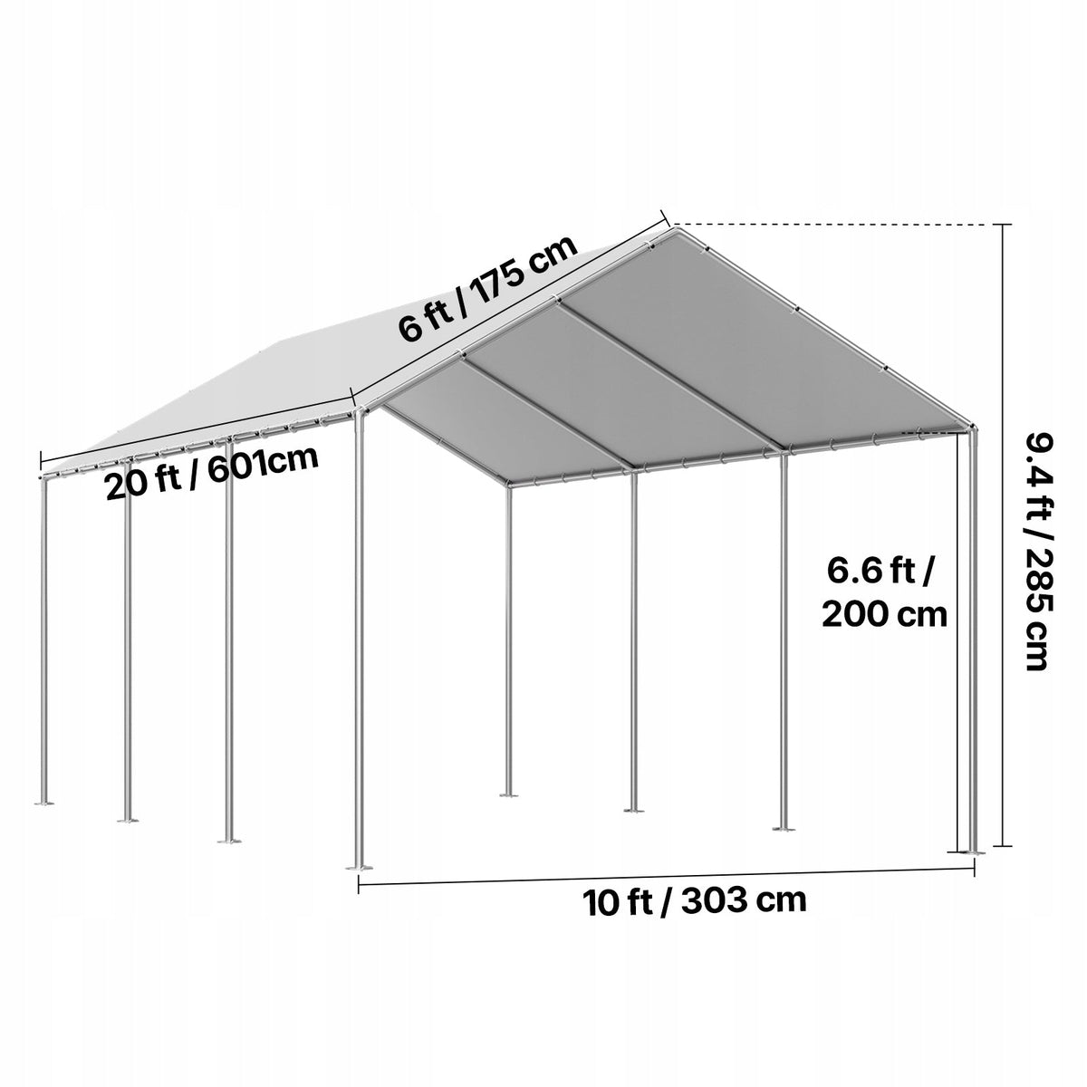 DACH ZAMIENNY DO WIATY SAMOCHODOWEJ VEVOR 3 04X6M PLANDKA GARAŻOWA MOCNA
