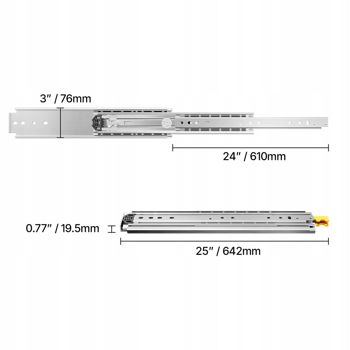 VEVOR PARA PROWADNIC DO SZUFLAD PEŁNY WYSUW 610 MM NOŚNOŚĆ 226 KG SOLIDNE