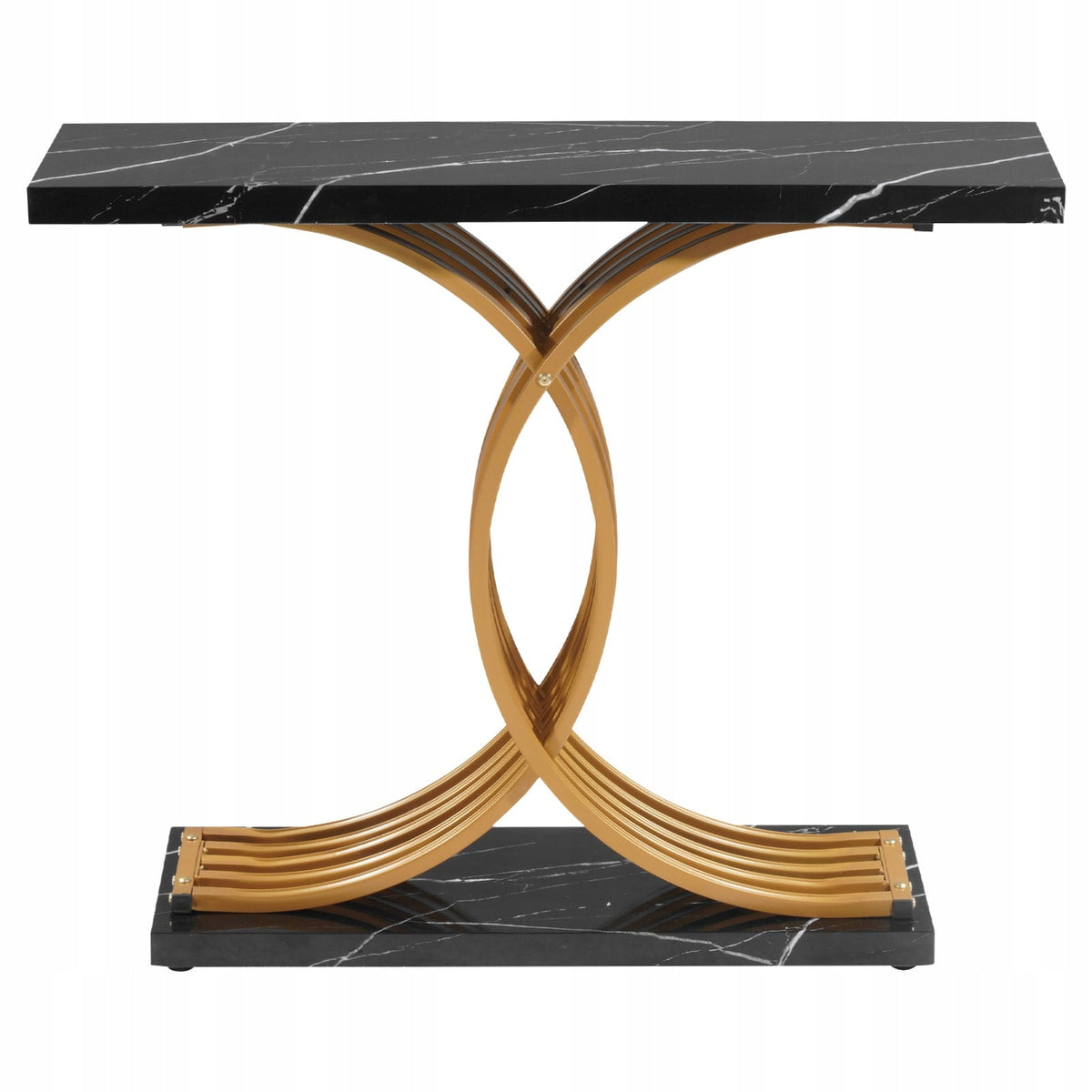 VEVOR STOLIK KONSOLOWY 100X30X81 CM CZARNY ZŁOTY NOWOCZESNY SOLIDNY MOCNY