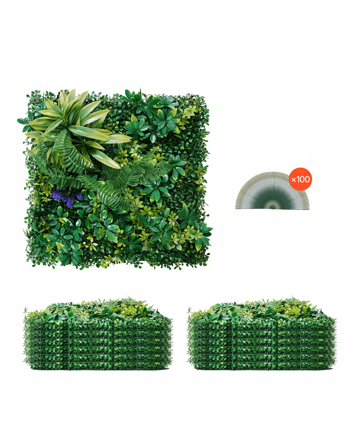 VEVOR SZTUCZNY ŻYWOPŁOT 12 SZT 500X500X50 MM 3D KOMBINACJA PREMIUM EASY