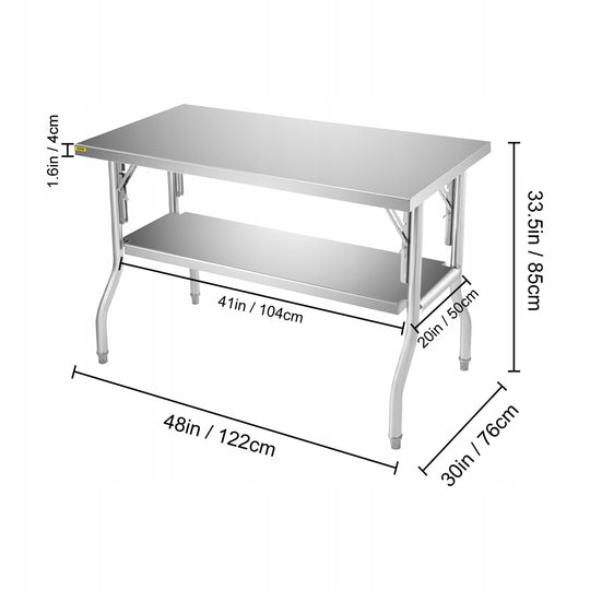VEVOR PROFESJONALNY SKŁADANY STÓŁ ROBOCZY 1220X762MM STAL NIERDZEWNA