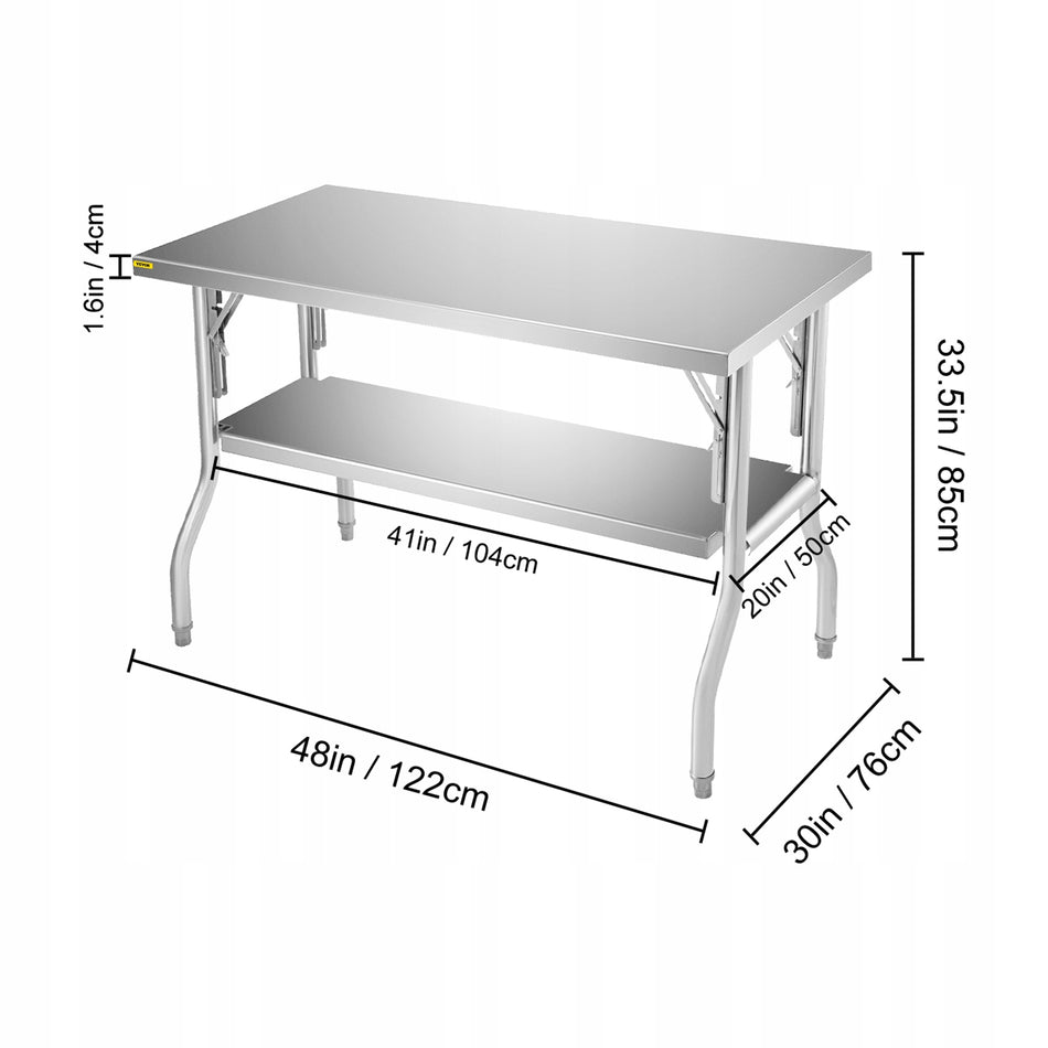 VEVOR PROFESJONALNY SKŁADANY STÓŁ ROBOCZY 1220X762MM STAL NIERDZEWNA