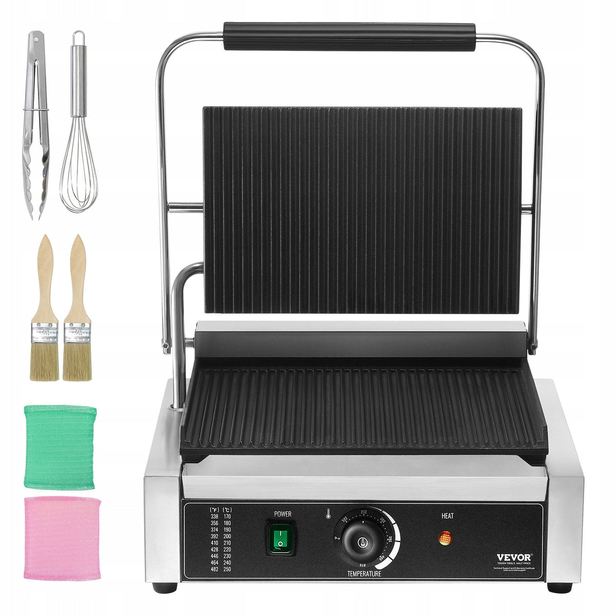 PROFESJONALNY GRILL KONTAKTOWY VEVOR PANINI 2200W STAL NIERDZEWNA