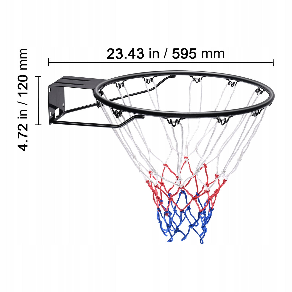 VEVOR OBRĘCZ DO KOSZYKÓWKI 485 MM SOLIDNA STALOWA KONSTRUKCJA SIATKA