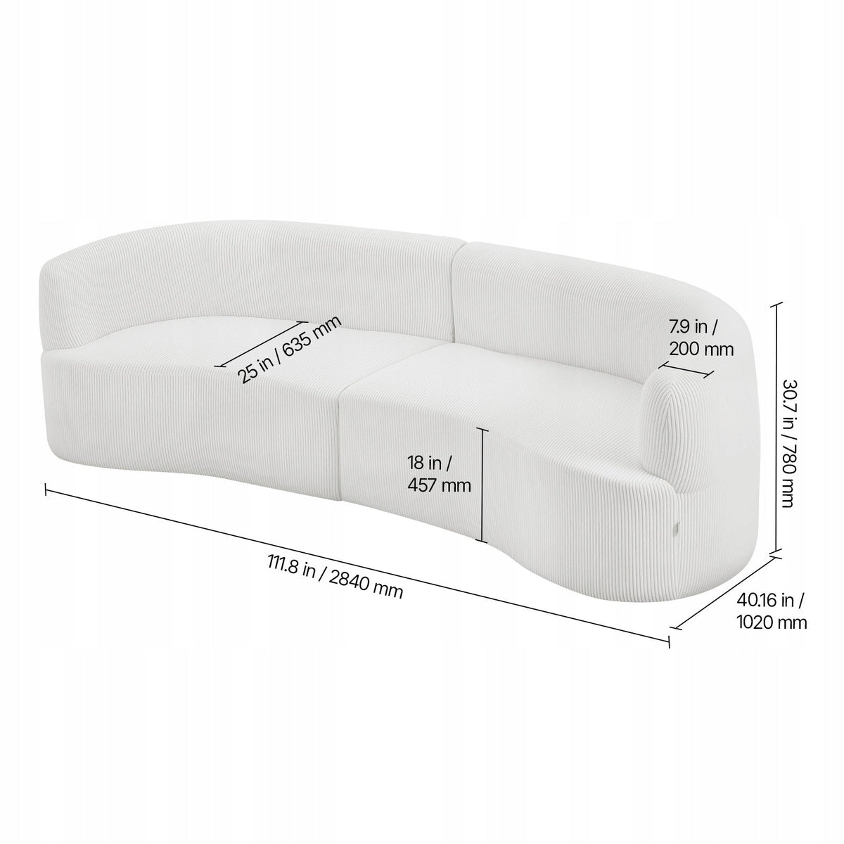 VEVOR SOFA MODUŁOWA ZAKRZYWIONA 284 CM BIAŁA Z 4 PODUSZKAMI DUŻY FOTEL