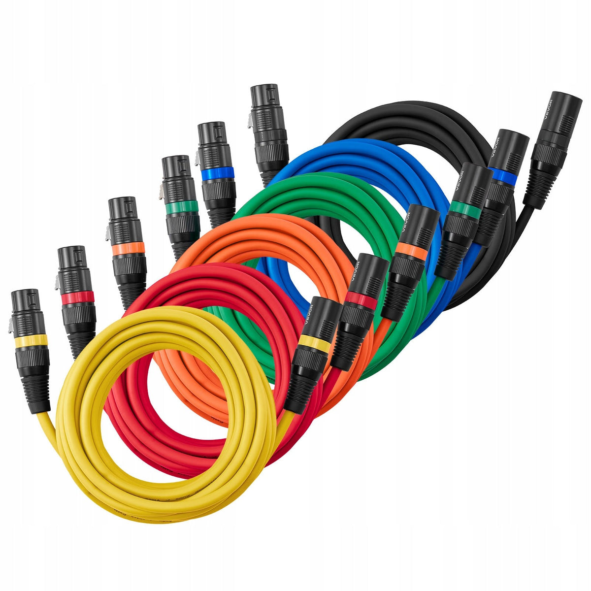 VEVOR KABEL XLR 4.57 M 6 SZT SYMETRYCZNE KABLE MIKROFONOWE GOLD-PLATED