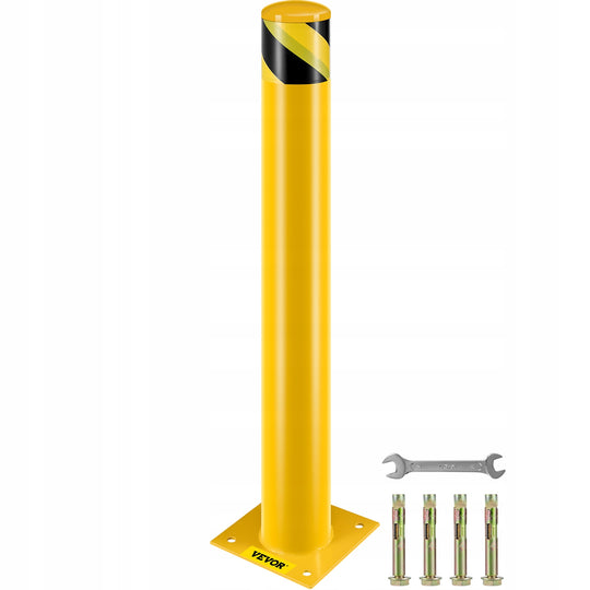 SŁUPEK ZABEZPIECZAJĄCY VEVOR 91 4 CM ŻÓŁTY MOCNY STALOWY 20X20 CM ZESTAW