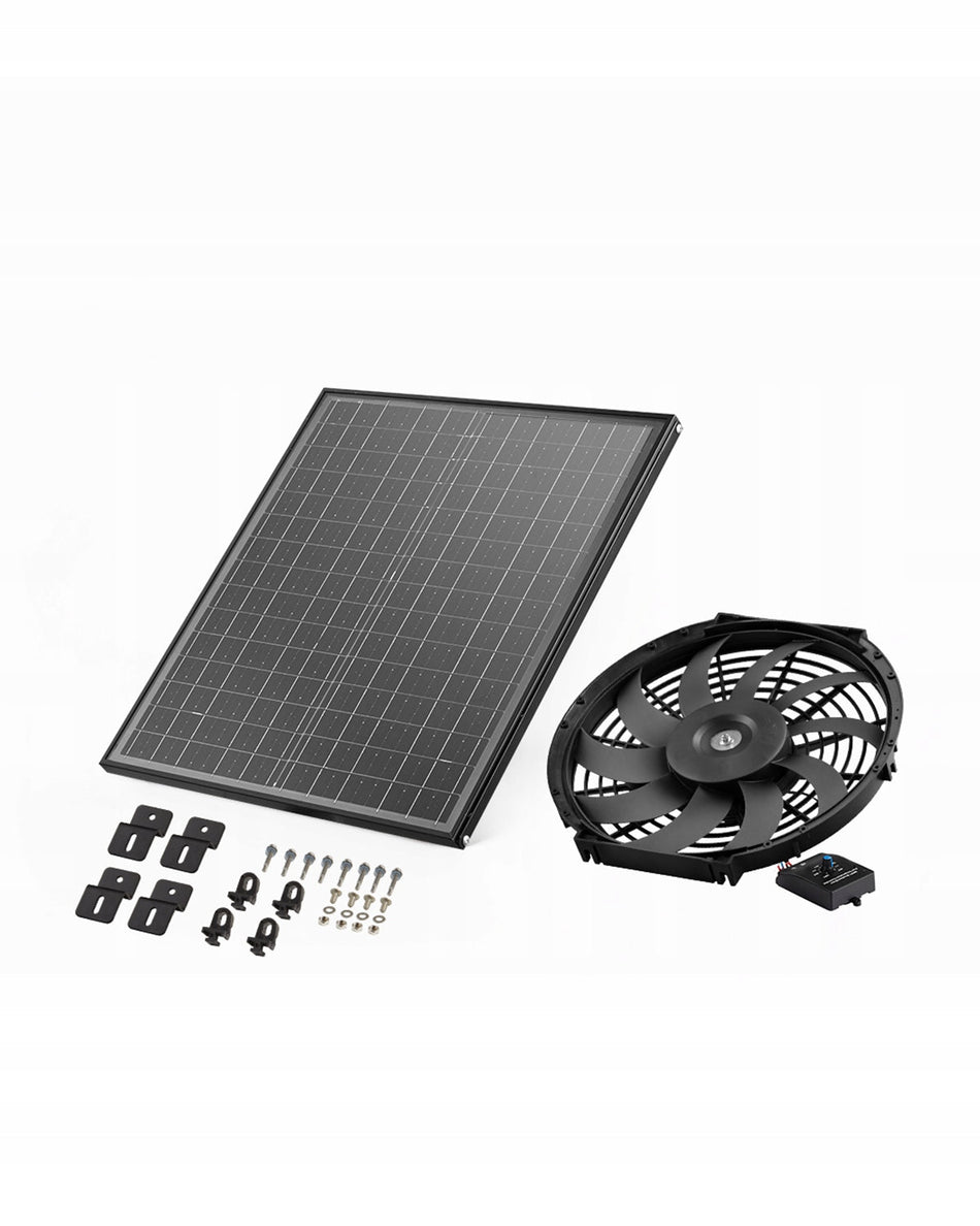 PROFESJONALNY WENTYLATOR SOLARNY VEVOR 340X70 MM 1300 CFM CZARNY NA DACH