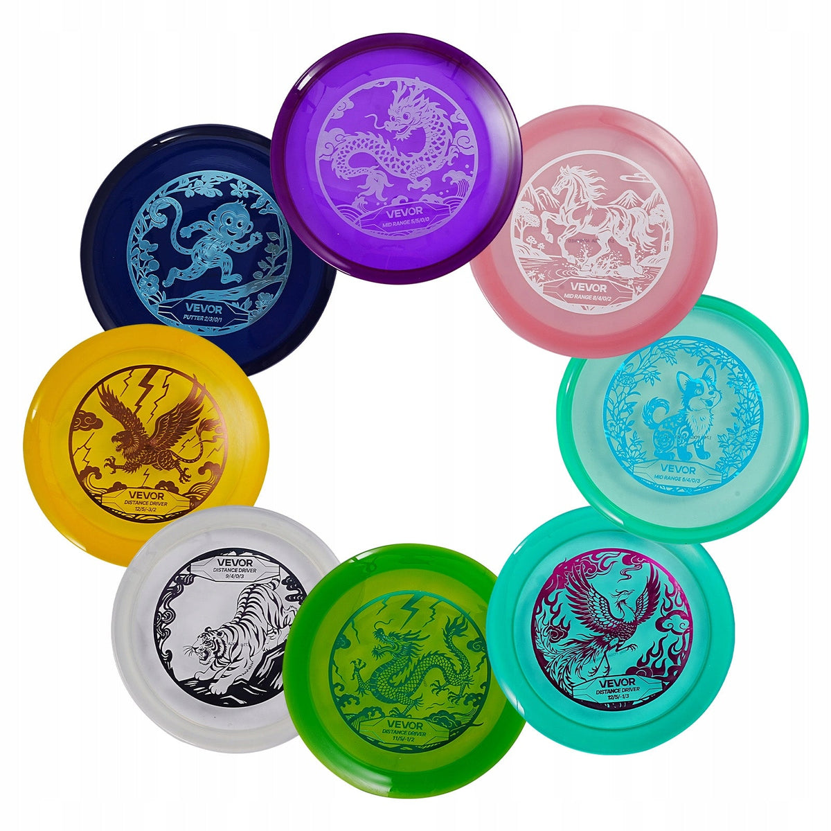 ZESTAW STARTOWY DO DISC GOLFA VEVOR 8 ELEMENTÓW MOCNY ZESTAW FRISBEE NA