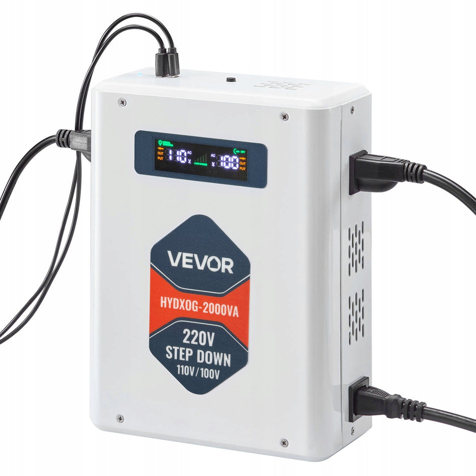 VEVOR PRZETWORNICA NAPIĘCIA 2000VA OBNIŻAJĄCA 220V DO 110V Z USB LCD MOCNA