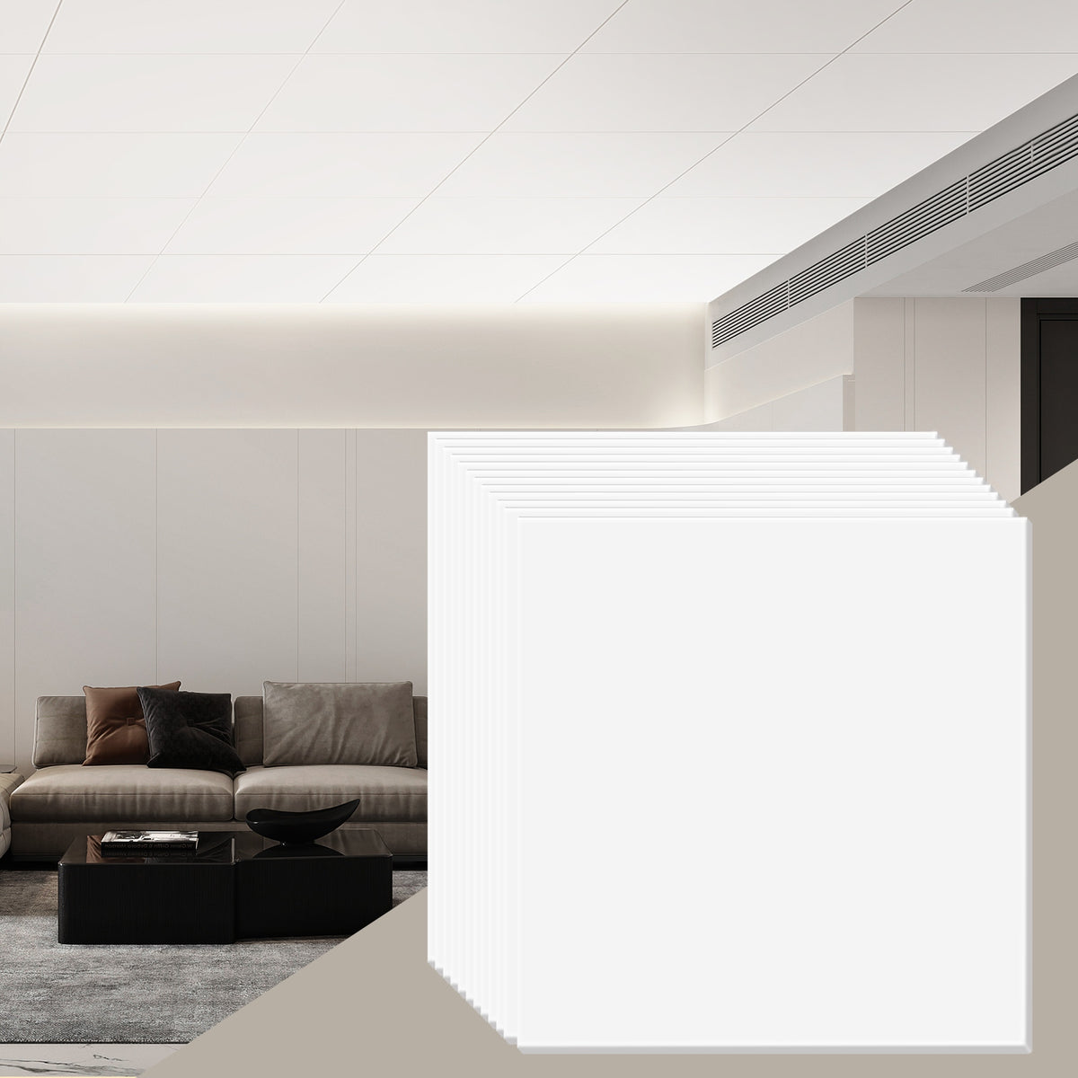PŁYTY SUFITOWE VEVOR 12 SZT 24X24 CALE PVC PREMIUM OGNIOSZCZELNE MOCNE