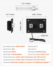 VEVOR HVAC OCZYSZCZACZ POWIETRZA UV UVC 18W DO KLIMATYZACJI Z 2 ŻARÓWKAMI