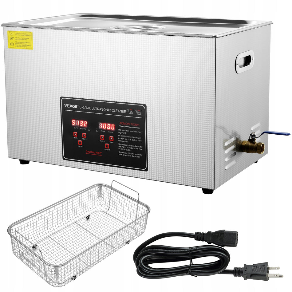 VEVOR ULTRADŹWIĘKOWE URZĄDZENIE CZYSZCZĄCE 30L 752W CYFROWY TIMER PREMIUM