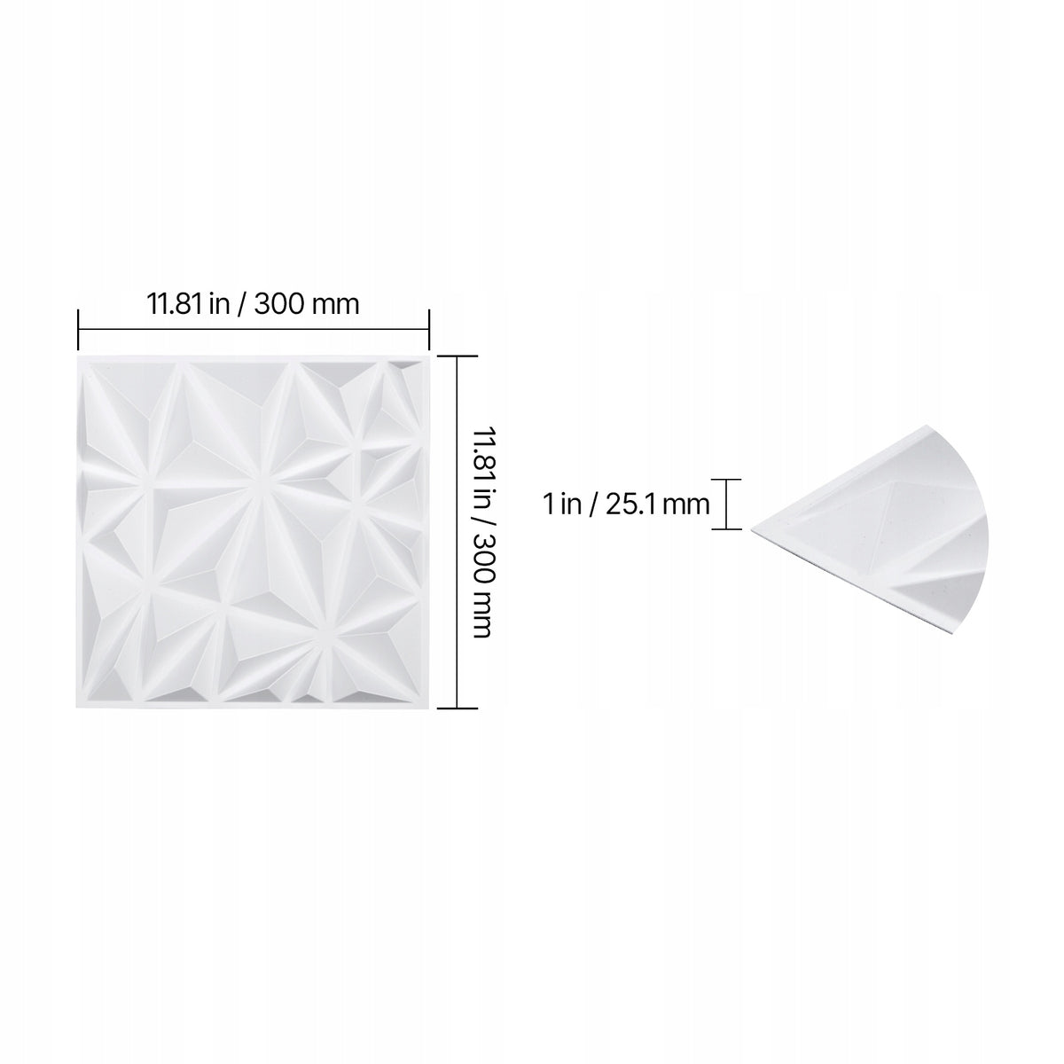 ZESTAW 33 PANELI ŚCIENNYCH VEVOR 3D 30X30 CM PVC DIAMENT MATOWY BIAŁY