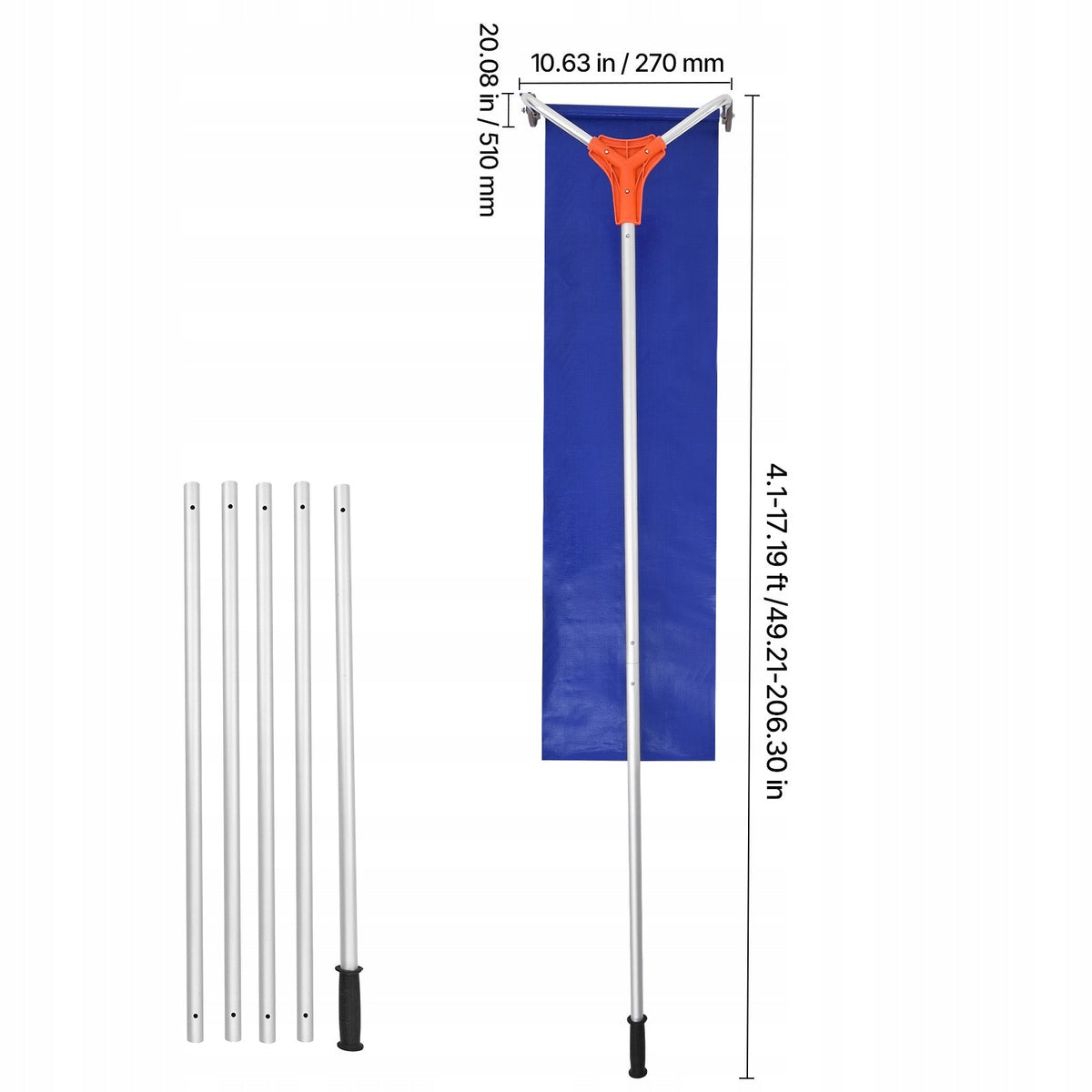 VEVOR ŁOPATA DO ODŚNIEŻANIA DACHÓW ALUMINIOWA 432 MM 125-542 CM MOCNA LEKKA