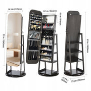 VEVOR OBROTOWA SZAFKA NA BIŻUTERIĘ 360 Z LUSTREM 160 CM PREMIUM ORGANIZER