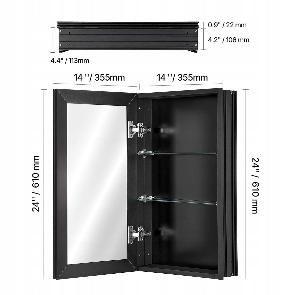 PROFESJONALNA SZAFKA NA LEKI Z LUSTREM VEVOR 355X135X610 MM ALUMINIUM
