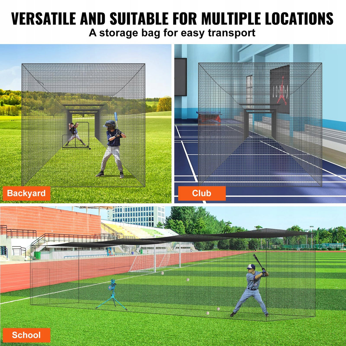 PROFESJONALNA SIATKA DO KLATKI BASEBALLOWEJ VEVOR 55FT MOCNA I TRWAŁA
