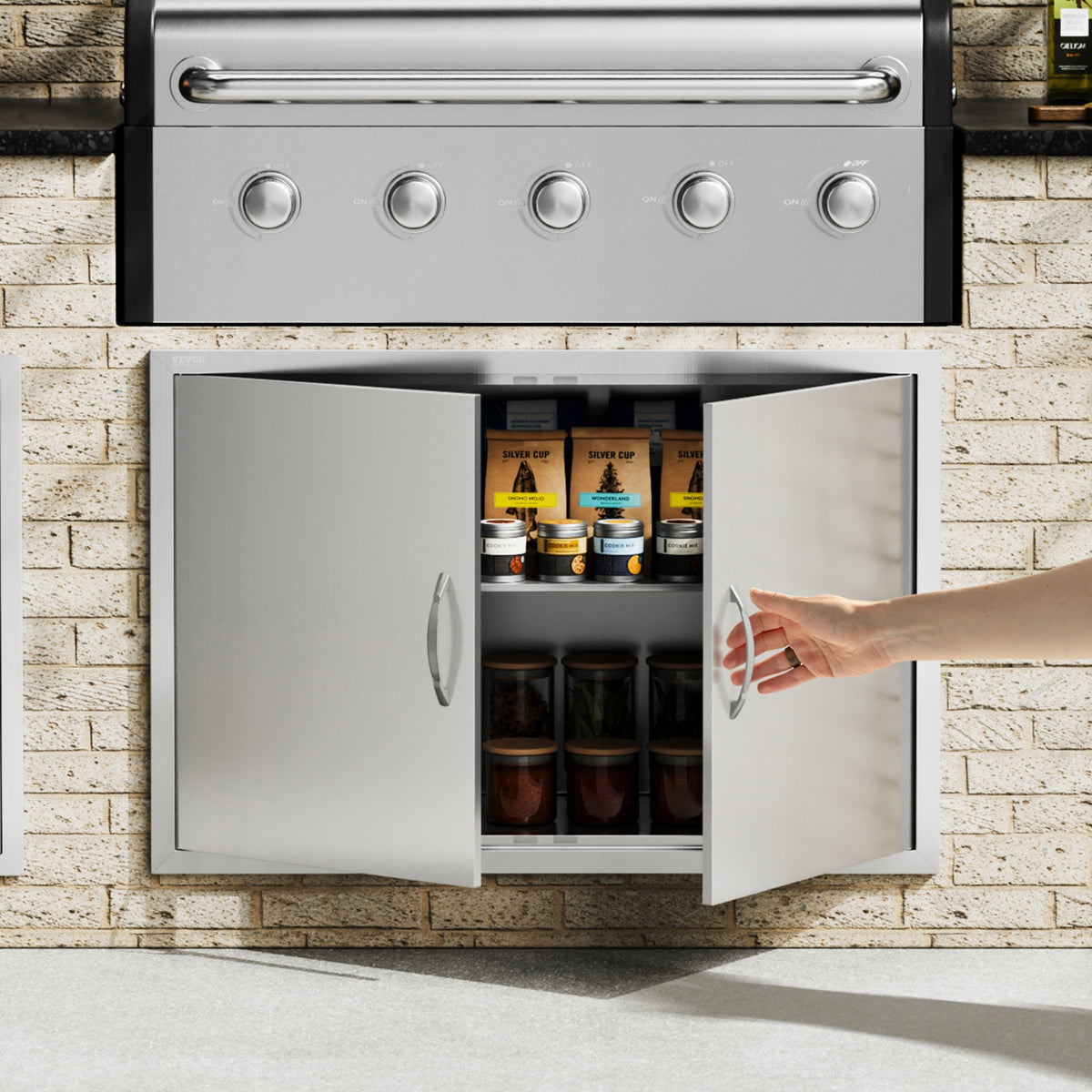 DRZWI DOSTĘPOWE DO GRILLA VEVOR 990X660 MM PODWÓJNE STAL NIERDZEWNA PREMIUM