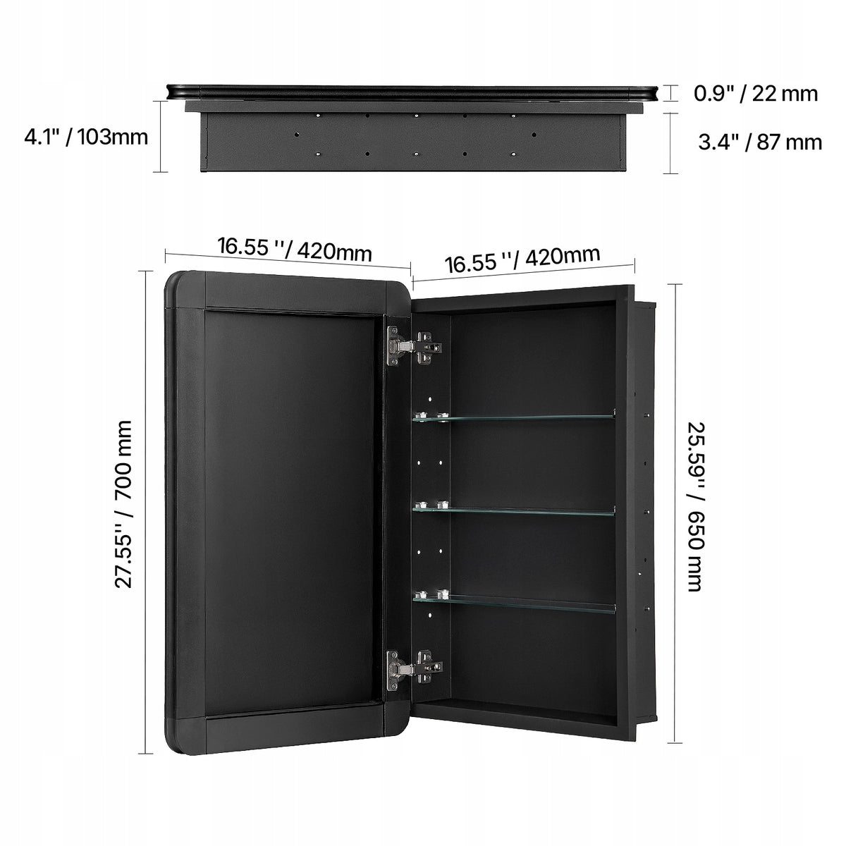 PROFESJONALNA SZAFKA NA LEKI Z LUSTREM VEVOR 420X125X700 MM REGULOWANE