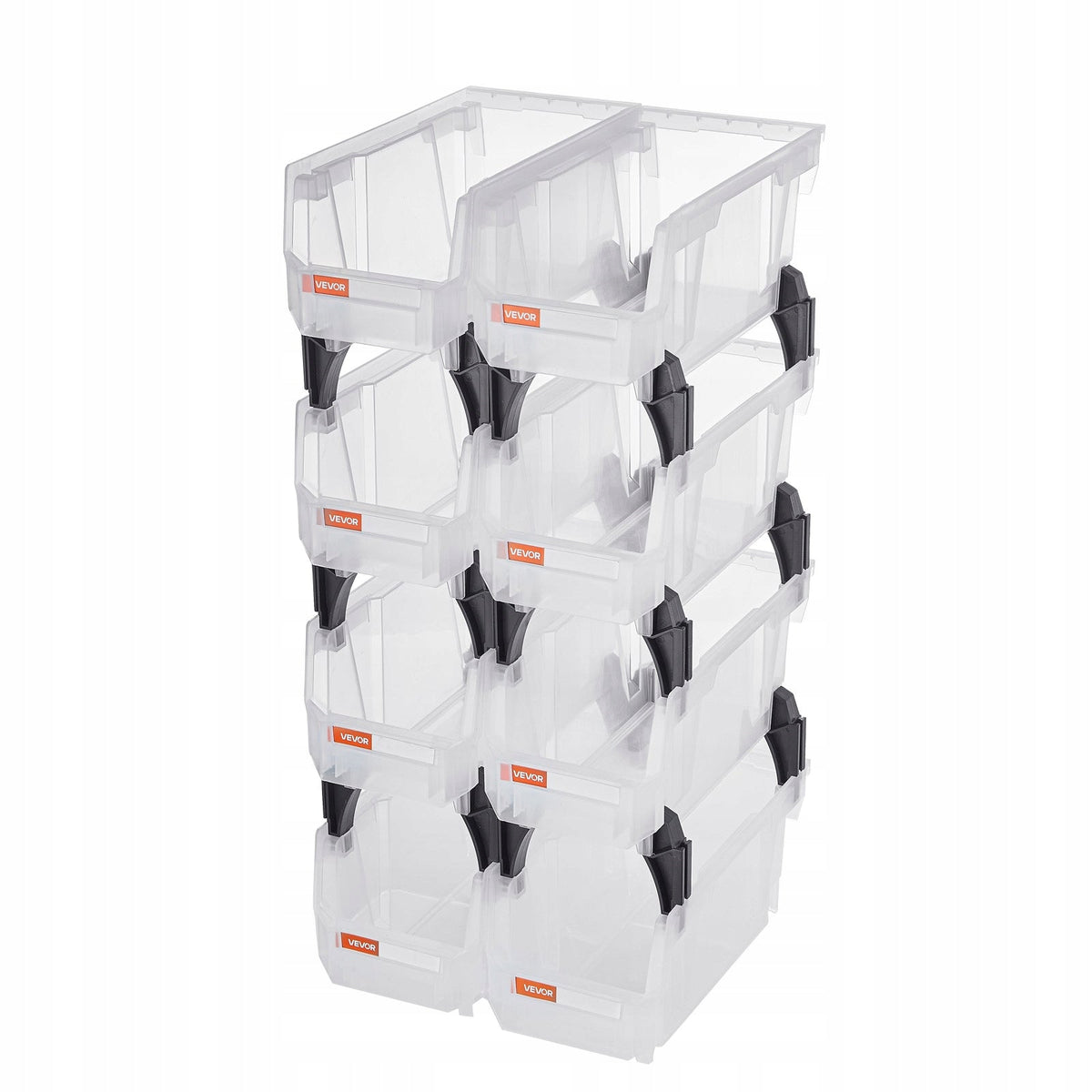 PROFESJONALNE PUDEŁKA DO UKŁADANIA W STOSY VEVOR 8 SZT 276X140X130 MM PP