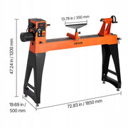 VEVOR TOKARKA DO DREWNA 1500W 2 KM ZMIENNA PRĘDKOŚĆ 457X1020MM ŻELIWNA