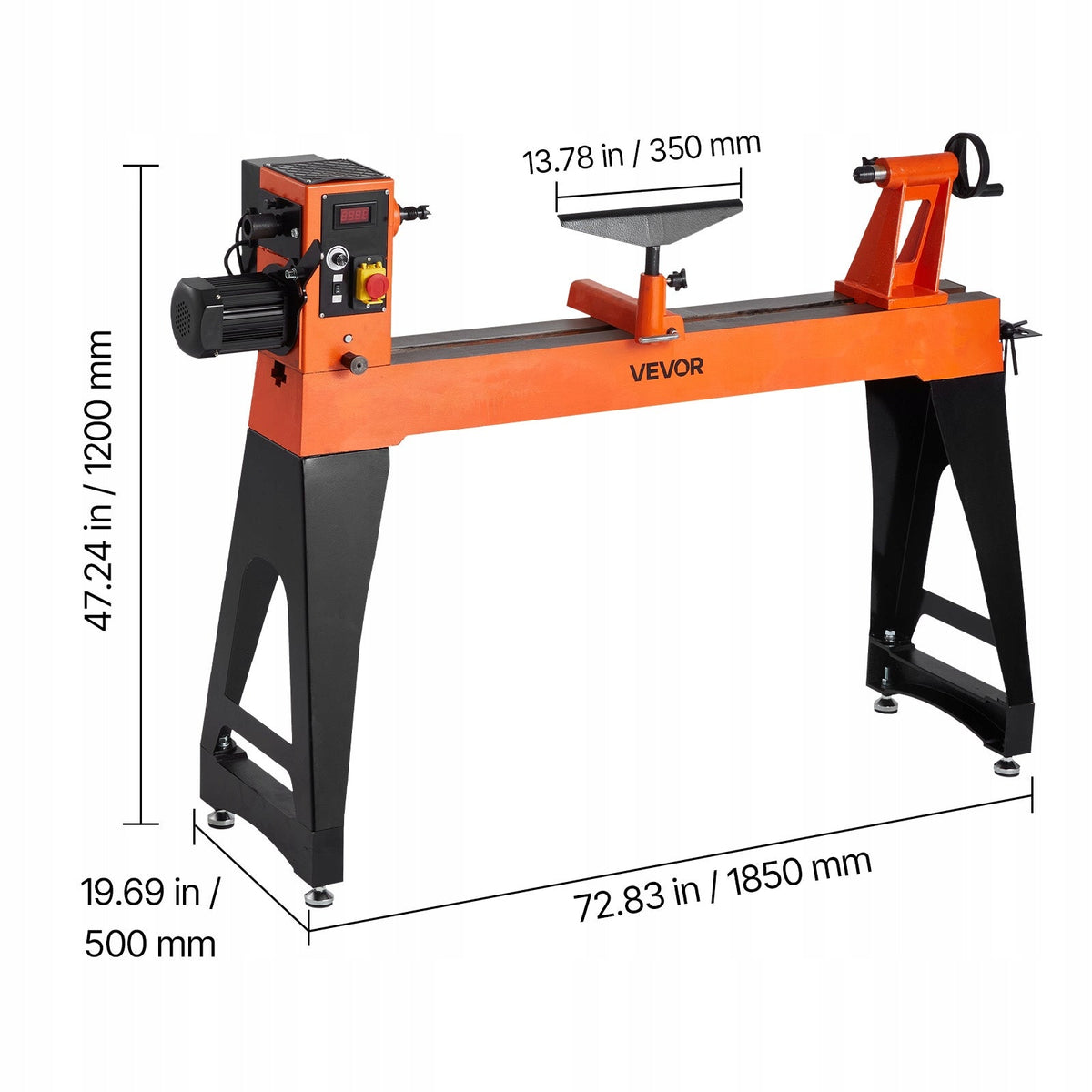 VEVOR TOKARKA DO DREWNA 1500W 2 KM ZMIENNA PRĘDKOŚĆ 457X1020MM ŻELIWNA