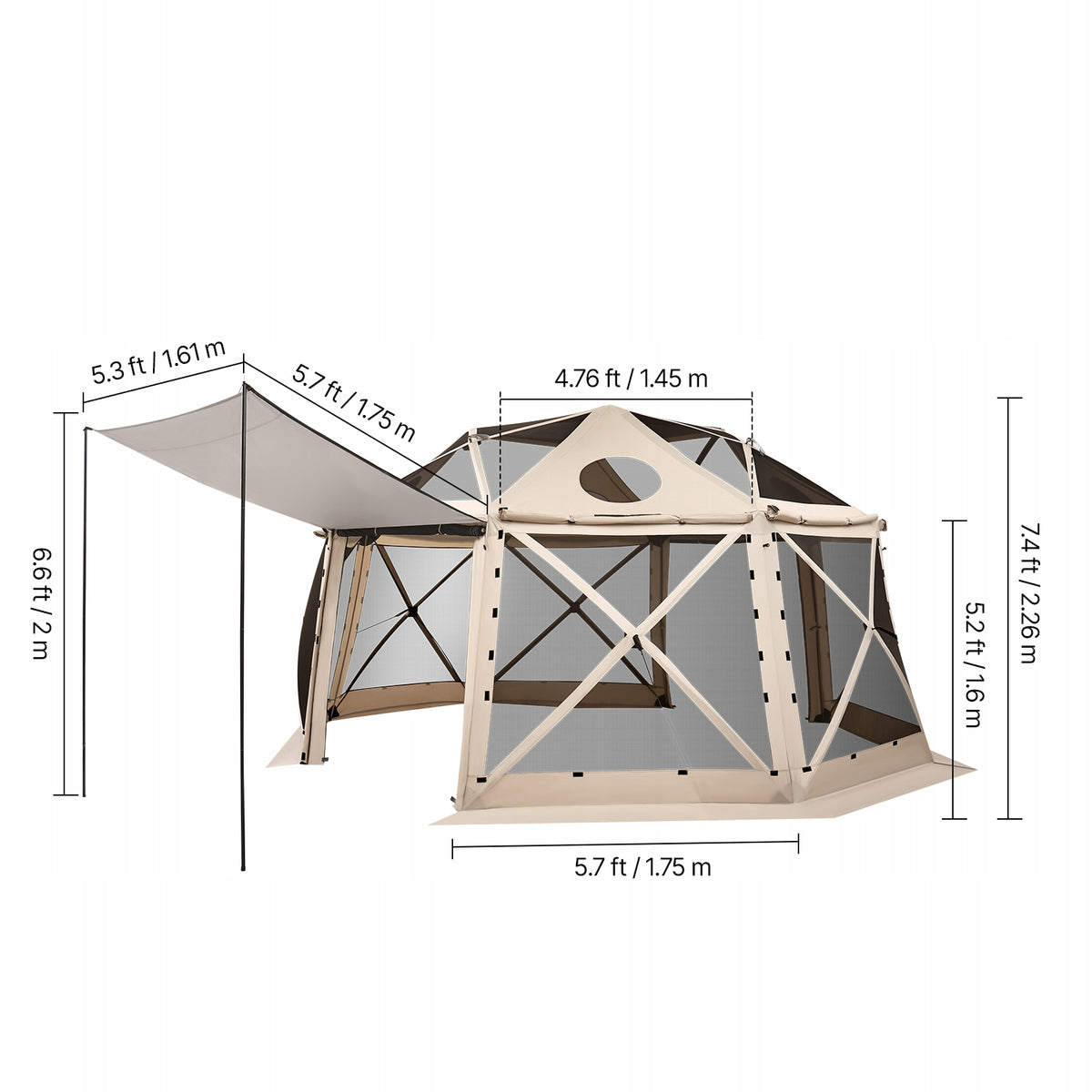 VEVOR PAWILON ROZKŁADANY 4 57X4 57M 13-STRONNY SFERYCZNY NAMIOT PREMIUM