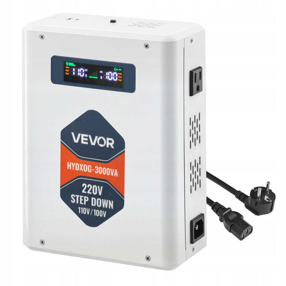 VEVOR PRZETWORNICA NAPIĘCIA 3000VA OBNIŻAJĄCA 220V NA 110V Z USB LCD