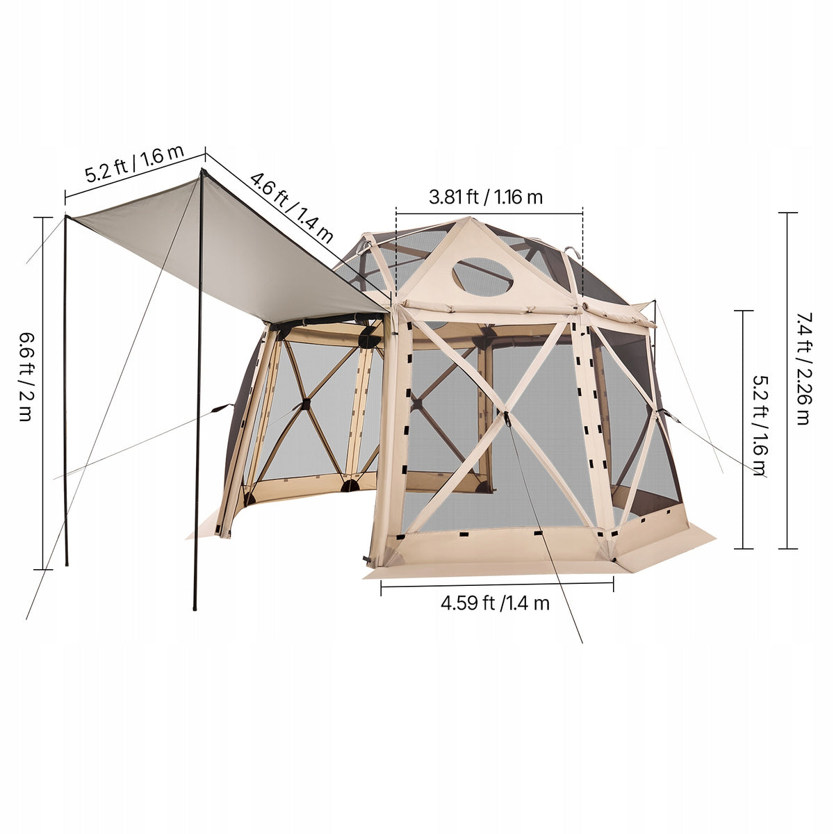 VEVOR PAWILON ROZKŁADANY 3 6X3 6M 13-STRONNY SFERYCZNY NAMIOT PREMIUM