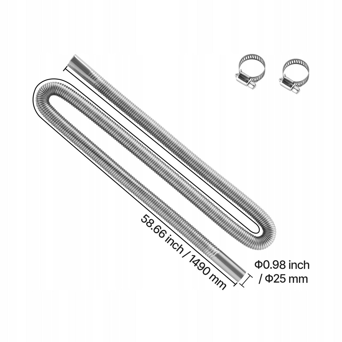 RURA WYDECHOWA VEVOR ELASTYCZNY WĄŻ WYDECHOWY 1490MM STAL NIERDZEWNA