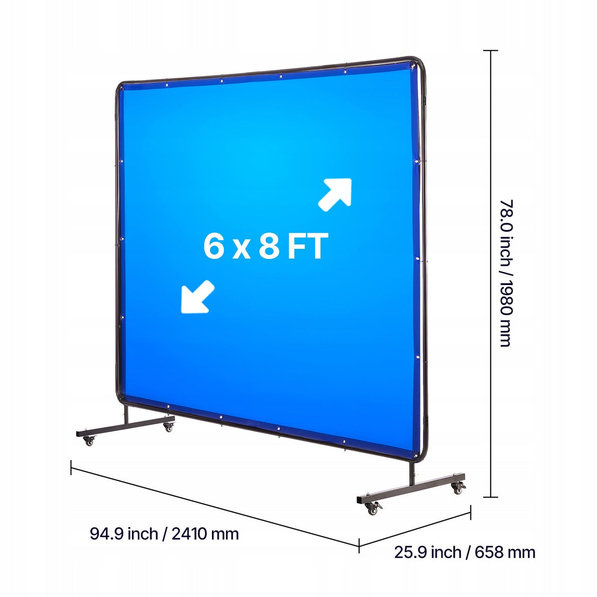 ZASŁONA SPAWALNICZA VEVOR 1740X2340MM RAMA KÓŁKA HAMULCE TRUDNOPALNA UV6