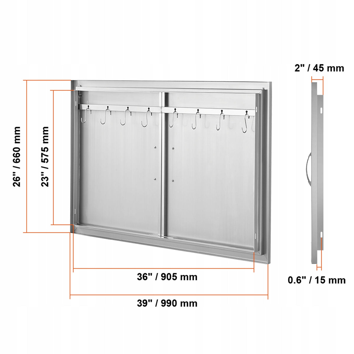 DRZWI DOSTĘPOWE DO GRILLA VEVOR 990X660 MM PODWÓJNE STAL NIERDZEWNA PREMIUM