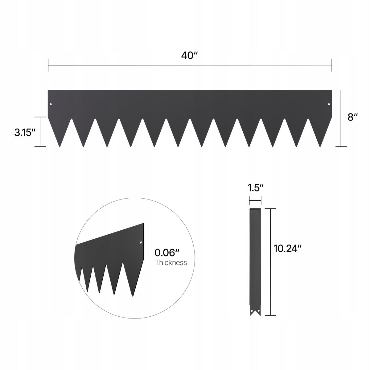 VEVOR METALOWE OBRZEŻE TRAWNIKOWE GIĘTKIE 1016X203X1 5MM 3 SZTUKI CZARNE