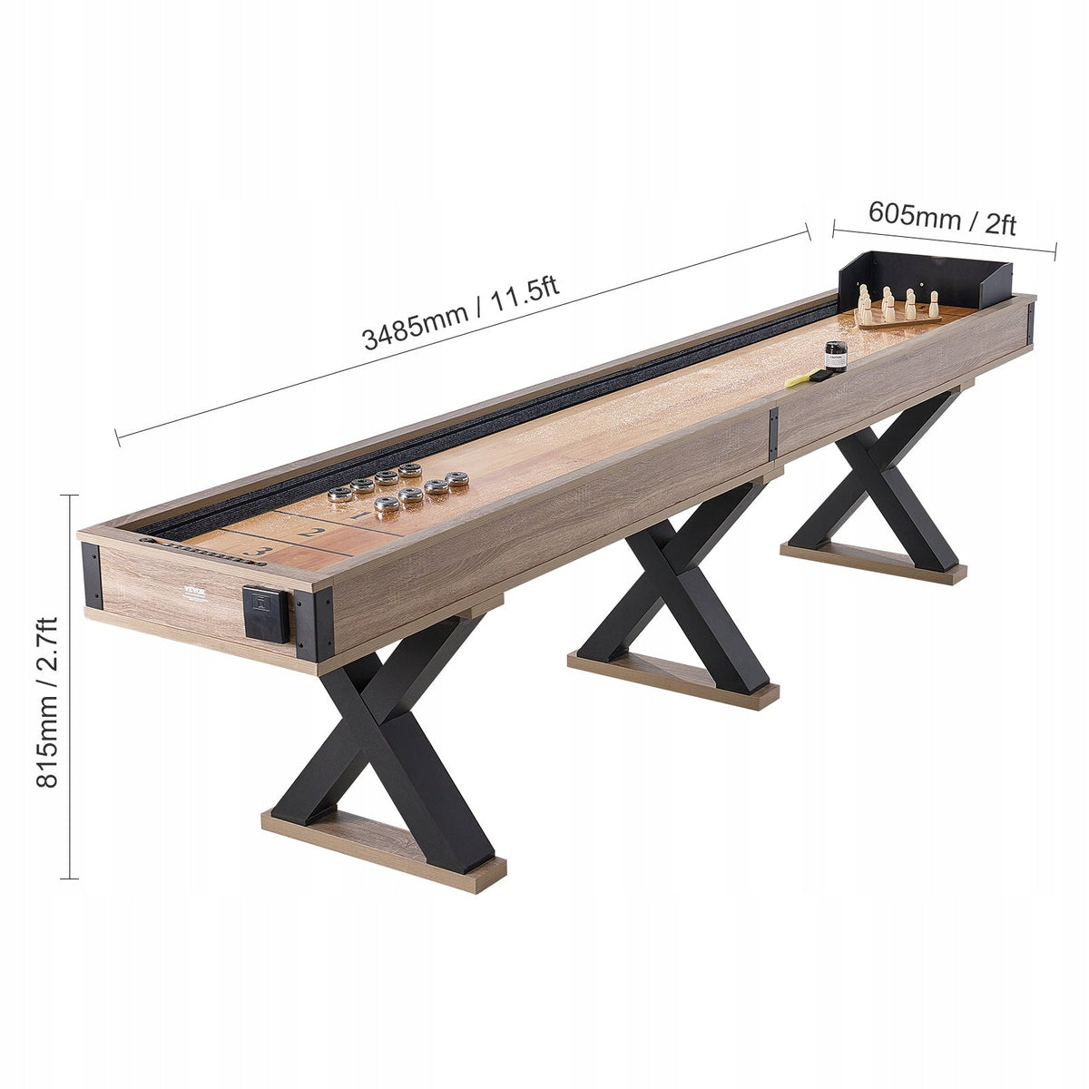 PROFESJONALNY STÓŁ DO GRY W SHUFFLEBOARD VEVOR 11 5 STOPY 2W1 ZESTAW