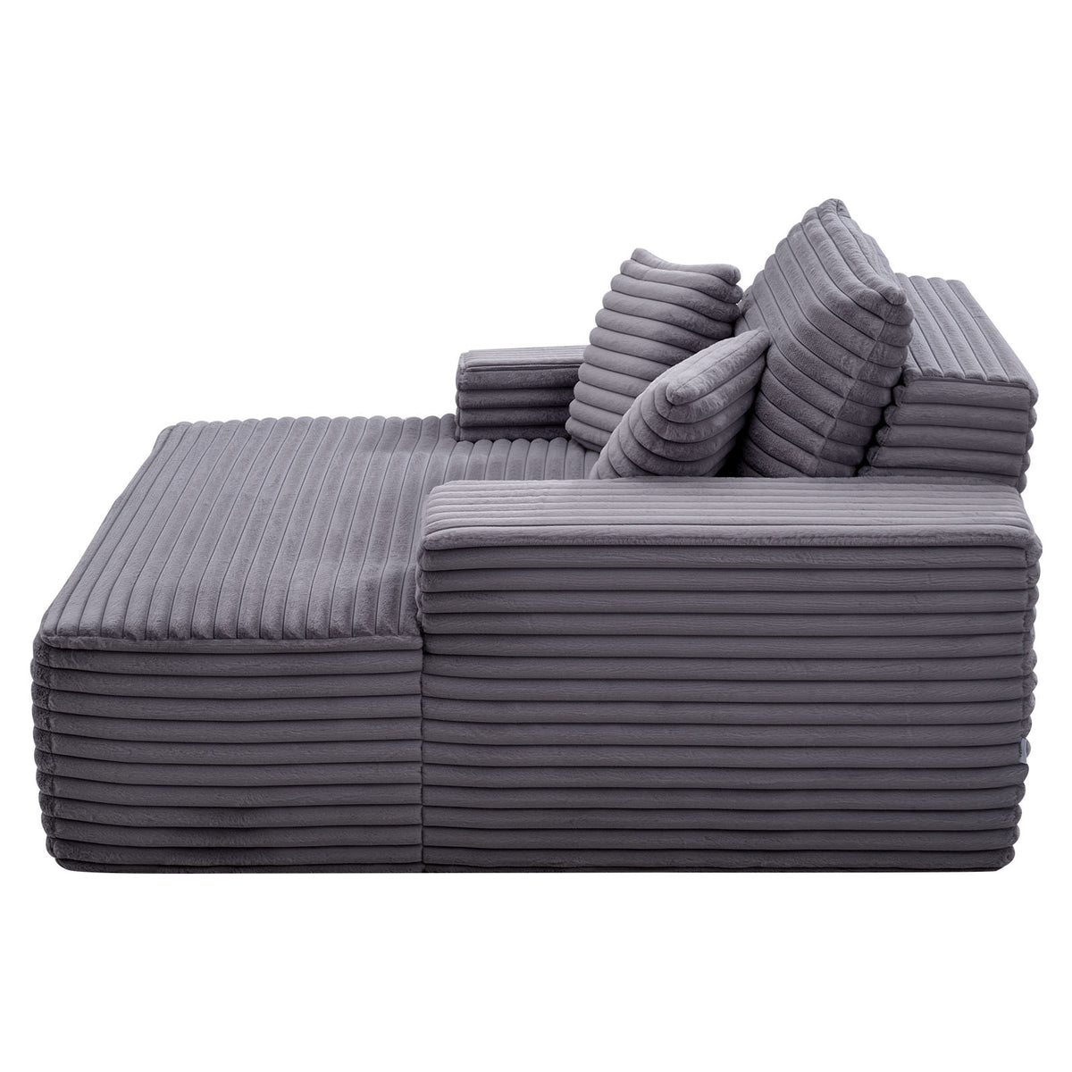 VEVOR LEŻANKA RELAKSACYJNA 138 CM TAPICEROWANA SOFA Z FUNKCJĄ SPANIA SZARA