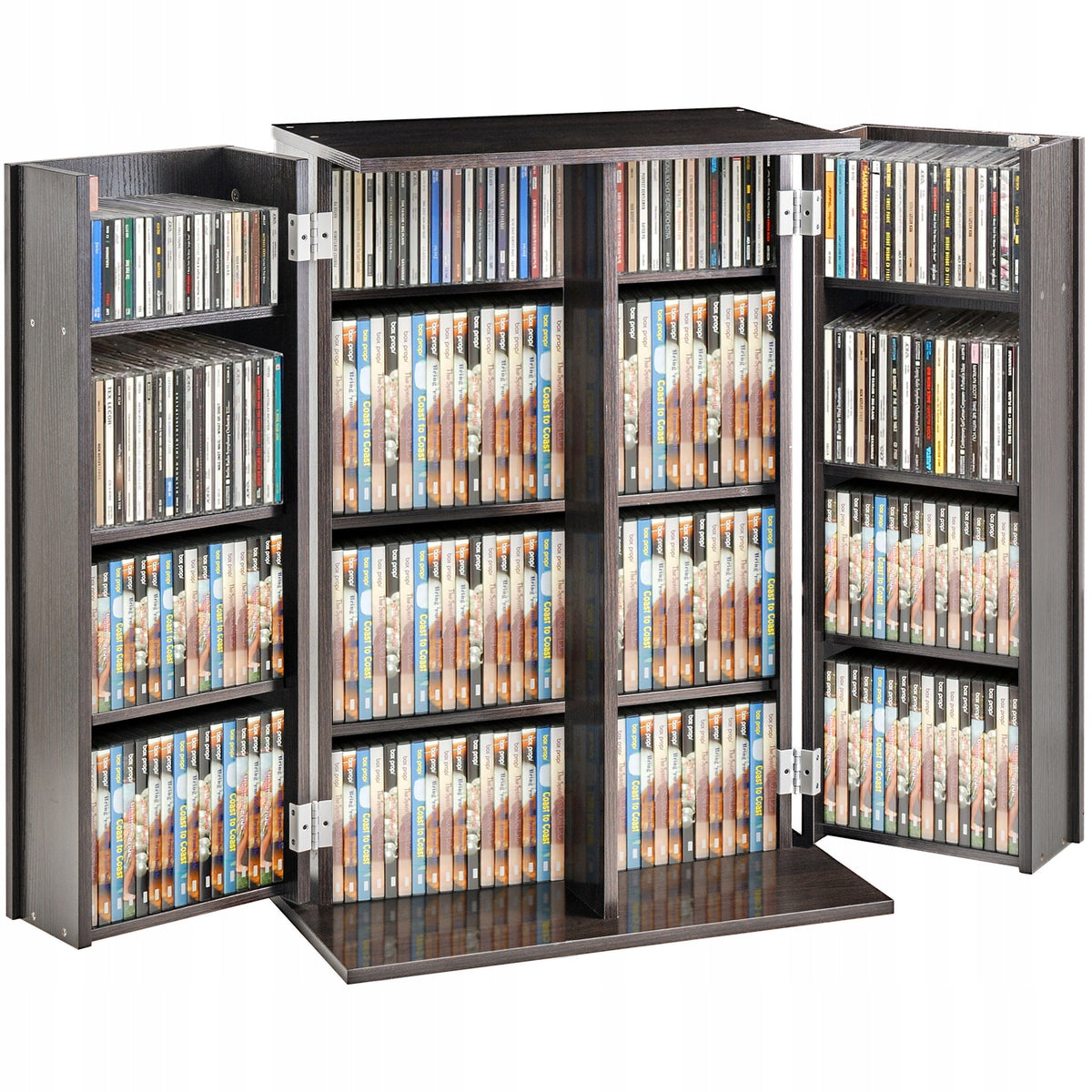 SOLIDNA SZAFKA NA PŁYTY DVD CD VEVOR Z REGULOWANYMI PÓŁKAMI I DRZWICZKAMI