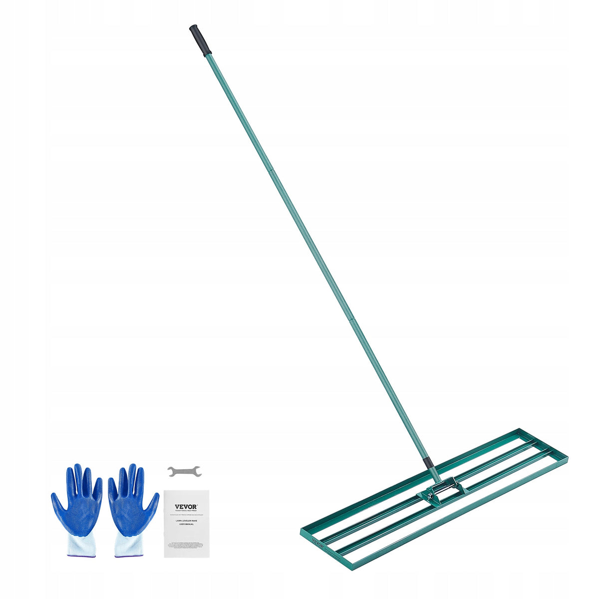 PROFESJONALNE GRABIE DO TRAWY VEVOR 1219X254 MM Z PODSTAWĄ I DŁUGĄ RĄCZKĄ