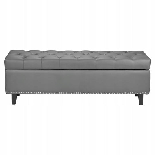 ŁAWKA PUFOWA VEVOR Z EKO SKÓRY Z SCHOWKIEM 415X1305X440 MM MOCNA SZARA
