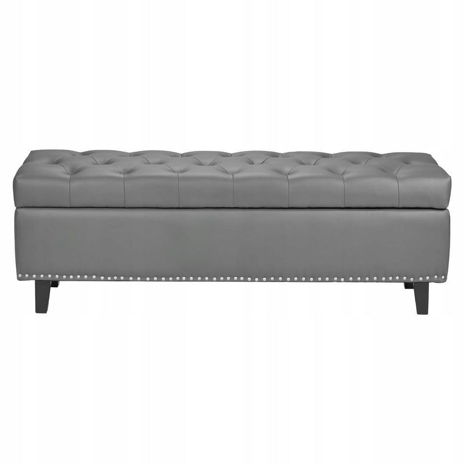 ŁAWKA PUFOWA VEVOR Z EKO SKÓRY Z SCHOWKIEM 415X1305X440 MM MOCNA SZARA