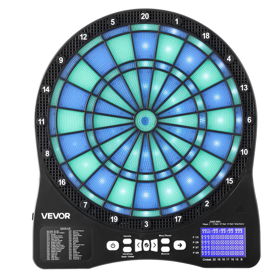 VEVOR ELEKTRONICZNA TARCZA DO DARTA LED 48 GIER 8 GRACZY ZESTAW DARTÓW