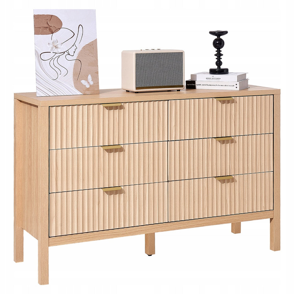 SOLIDNA KOMODA VEVOR 6 SZUFLAD ŻŁOBIONY DESIGN ZABEZPIECZENIE