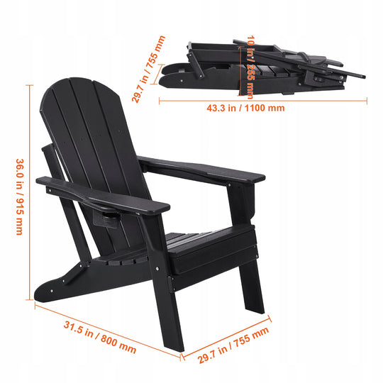 VEVOR PLASTIKOWY FOTEL ADIRONDACK 2 SZT ZESTAW SKŁADANY ODPORNY NA WARUNKI