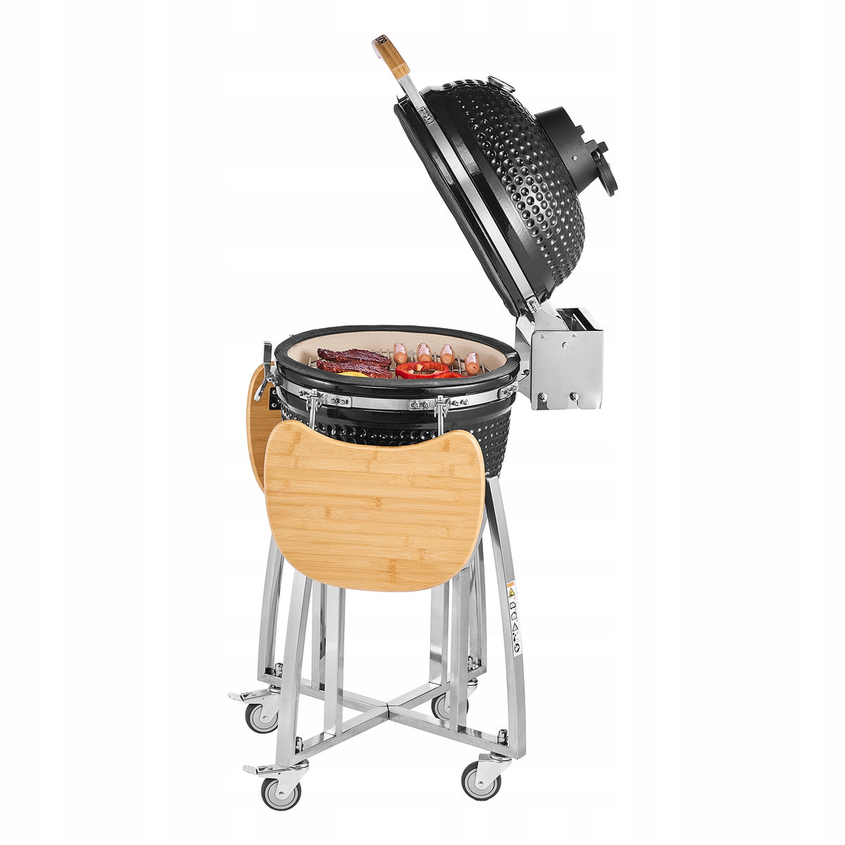 PROFESJONALNY GRILL CERAMICZNY VEVOR KAMADO 450 MM WĘDZARNIA Z DREWNIANYMI