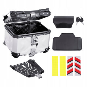 VEVOR KUFER MOTOCYKLOWY 45L ZE STOPU ALUMINIUM TYLNY KUFER Z SKÓRZANĄ
